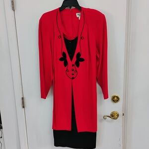 Elegant Red and Black Women's Dress